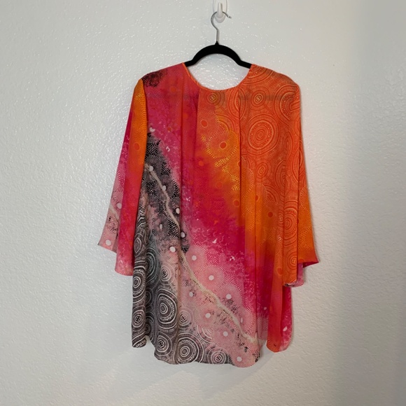 Rafaella Chiffon Hi Lo Blouse 2X Semi Sheer Geometric Print Multicolor - Picture 12 of 12